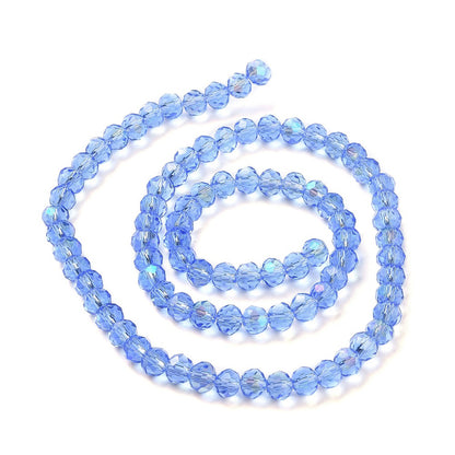 Glass Bead Rondelle Cornflower Blue Half Rainbow Electroplated 8x6mm