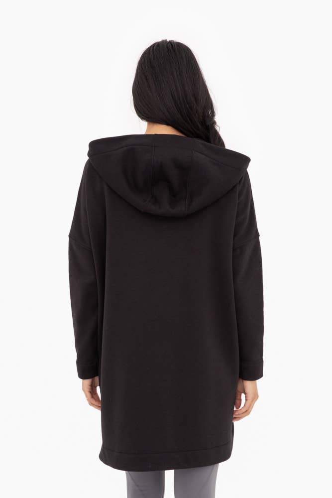Longline Zip-Up Jacket with Hood Black - Mono B