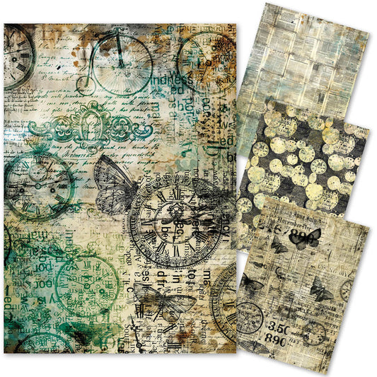 Mixed Media Rice Paper A4 Set 4/Pkg Time Capsule - Ecstasy Crafts
