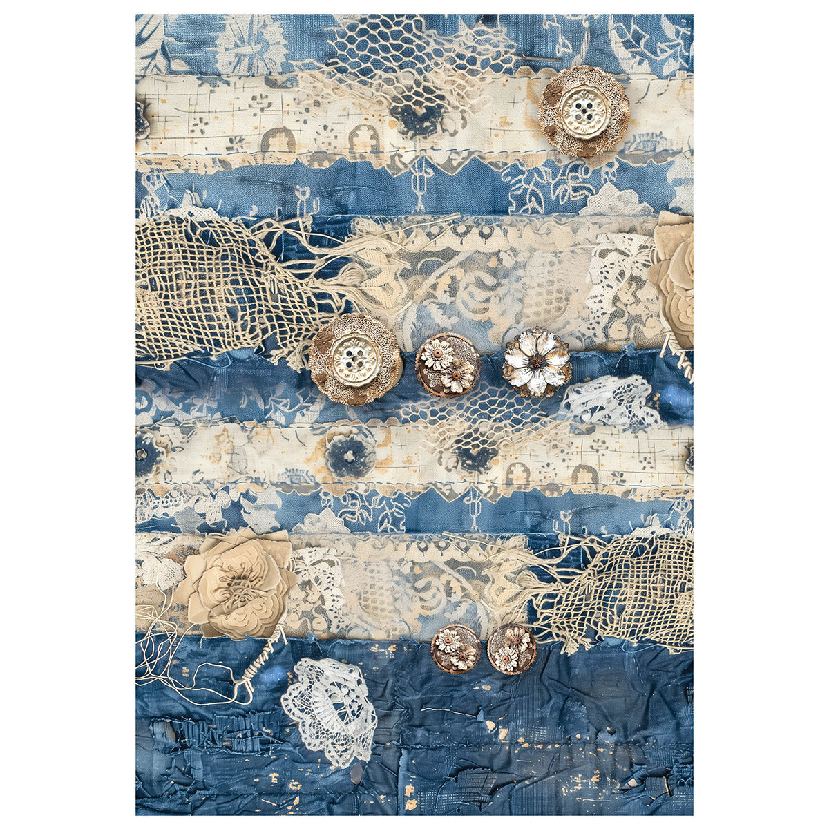 Mixed Media Rice Paper A4 Set 4/Pkg Urban Blue Denim - Ecstasy Crafts