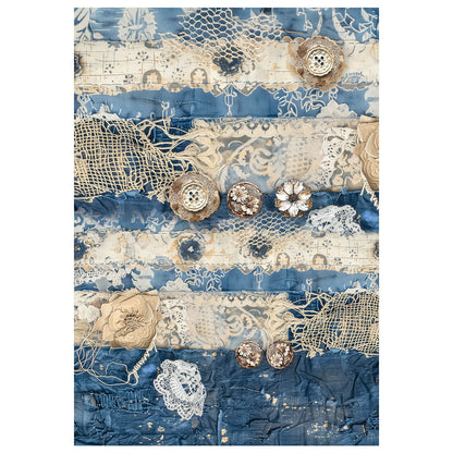 Mixed Media Rice Paper A4 Set 4/Pkg Urban Blue Denim - Ecstasy Crafts