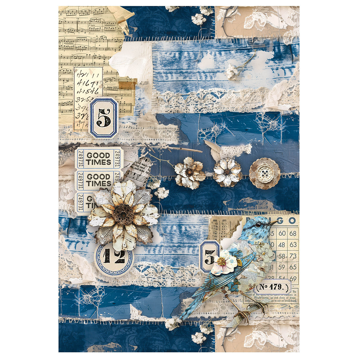 Mixed Media Rice Paper A4 Set 4/Pkg Urban Blue Denim - Ecstasy Crafts