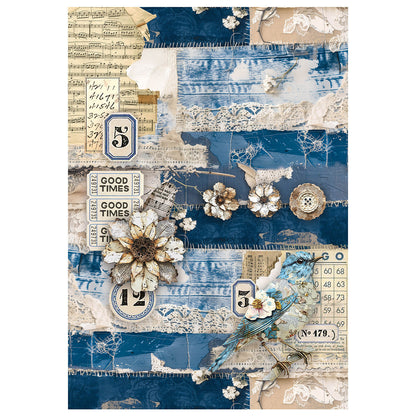 Mixed Media Rice Paper A4 Set 4/Pkg Urban Blue Denim - Ecstasy Crafts