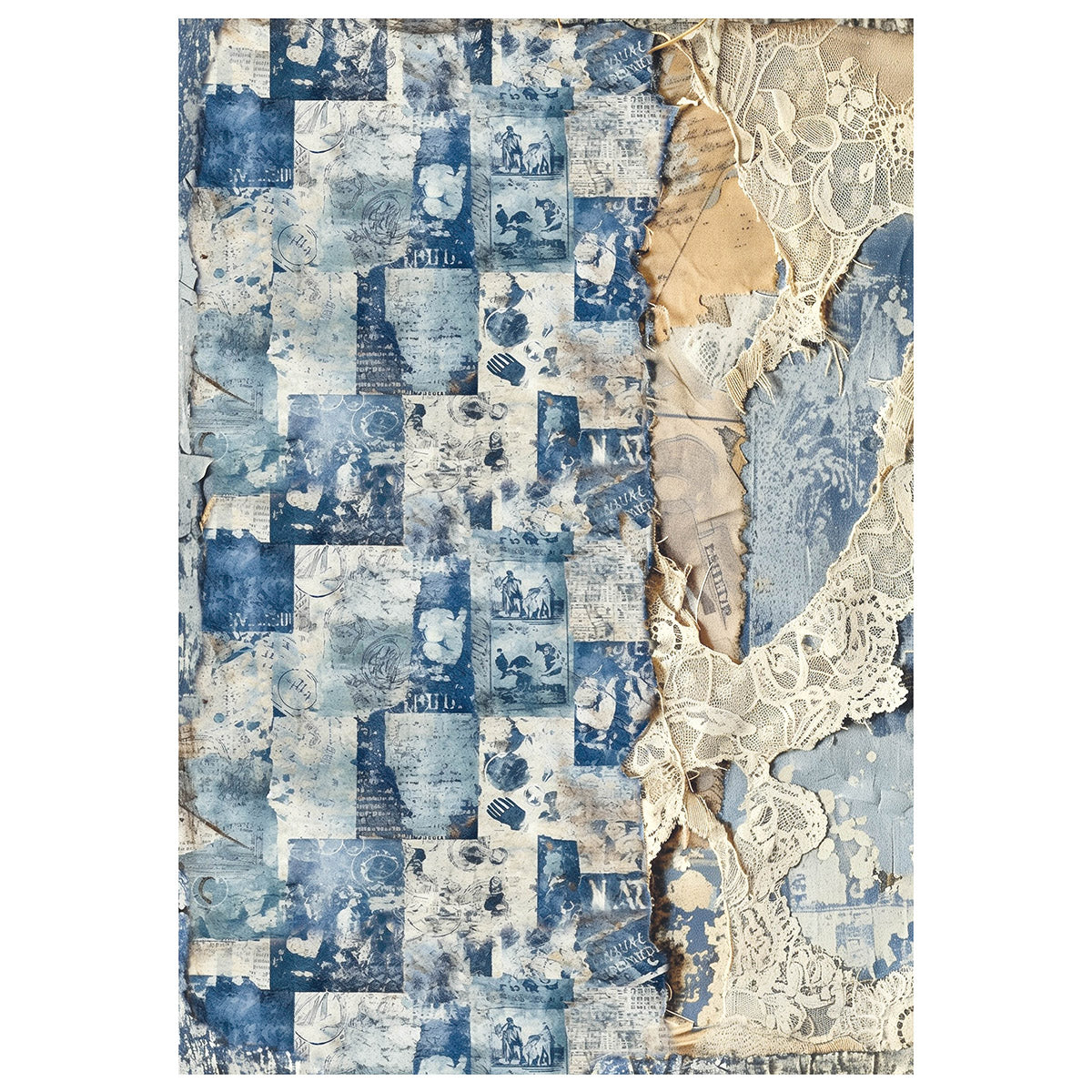 Mixed Media Rice Paper A4 Set 4/Pkg Urban Blue Denim - Ecstasy Crafts