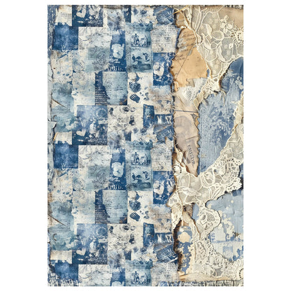 Mixed Media Rice Paper A4 Set 4/Pkg Urban Blue Denim - Ecstasy Crafts