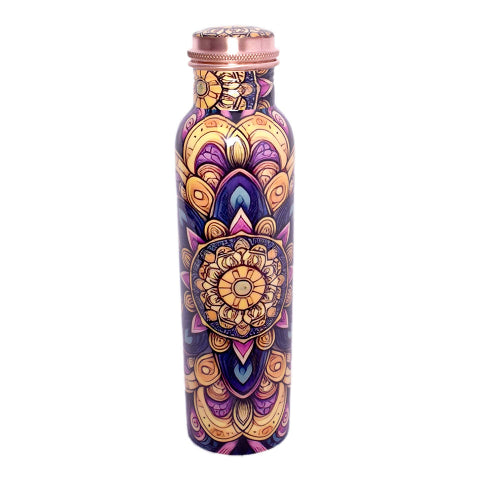 Mandala Radiance Copper Water Bottle 32oz | Crystals and Sun Signs