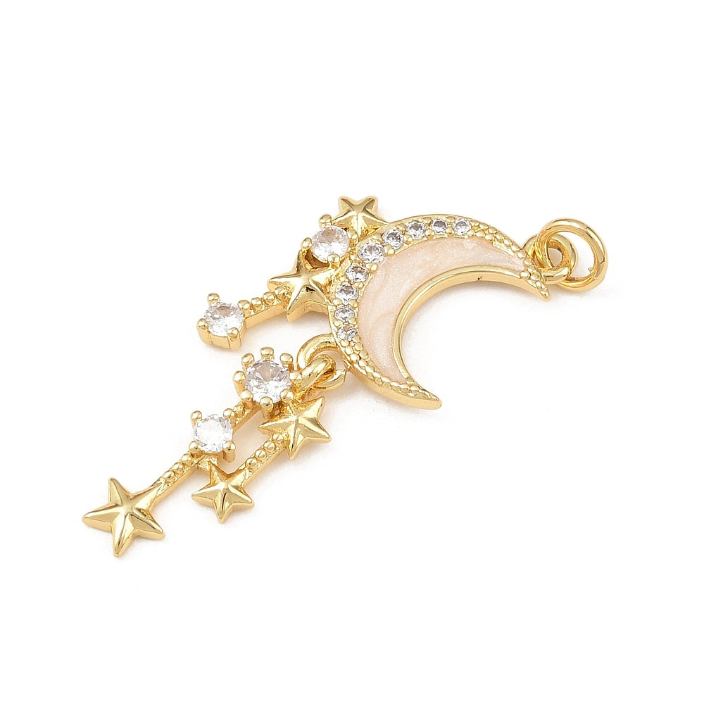 Micro Pave Moon Charm with Jump Ring 1pc