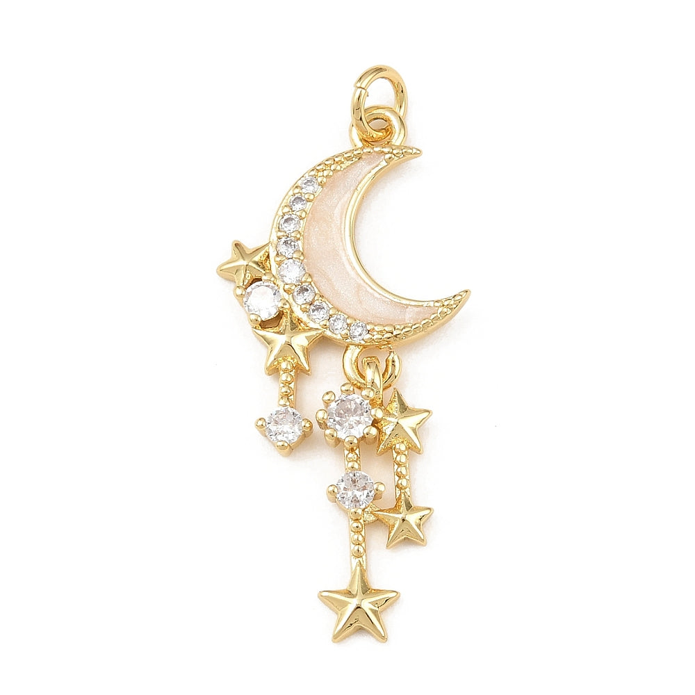Micro Pave Moon Charm with Jump Ring 1pc