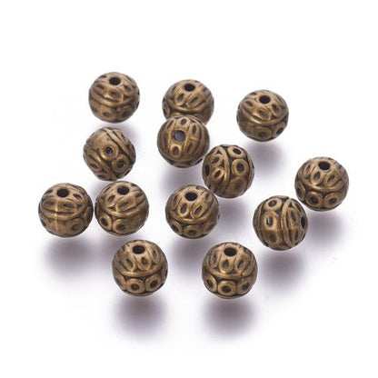 Tibetan Style Alloy Bead Antique Bronze Round 8MM 10pc | Alberta Bead Store