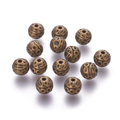 Tibetan Style Alloy Bead Antique Bronze Round 8MM 10pc | Alberta Bead Store
