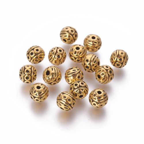 Tibetan Style Alloy Bead Antique Golden Round 8MM 10pc | Alberta Bead Store