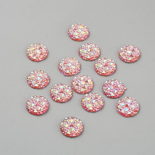 Red Flat Round Resin Cabochon 2pc