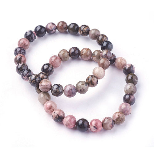 Rhodonite Gemstone Bead Bracelet 8MM | Crystals and Sun Signs Co