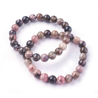 Rhodonite Gemstone Bead Bracelet 8MM | Crystals and Sun Signs Co