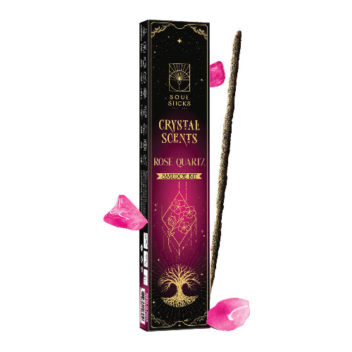 Rose Quartz Crystal Scents Incense Sticks Smudge Kit | Crystals and Sun Signs