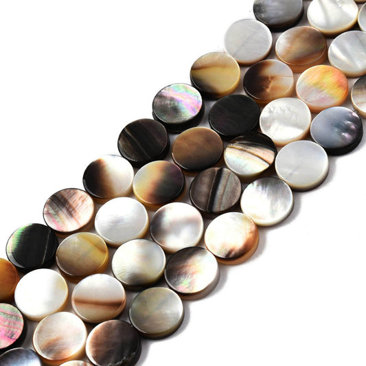 Shell Bead Black Lip Flat Round 10mm 0.8MM Hole 5pc