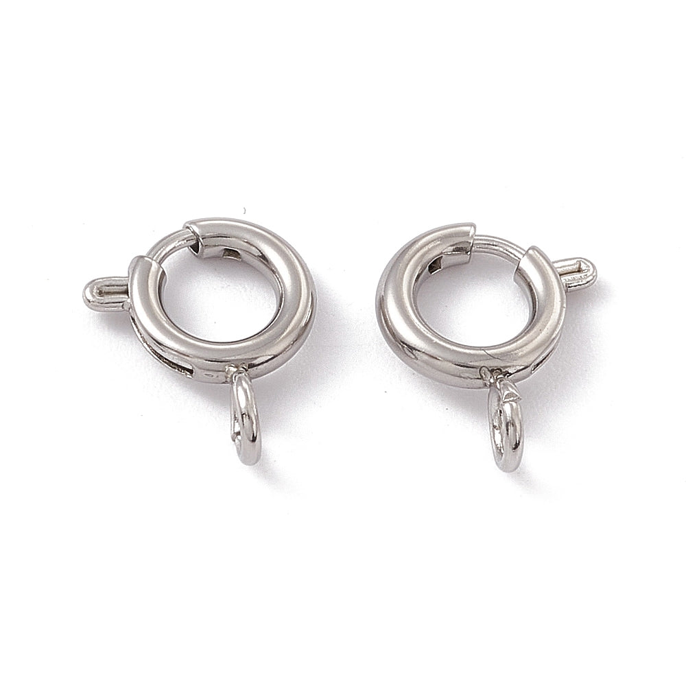 Spring Ring Clasps 201SS Non-tarnish Silver 8x1.8mm 5pc