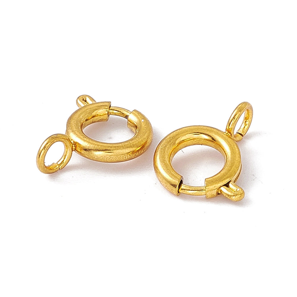 Spring Ring Clasps 201SS 18K Plated 10x2mm 5pc
