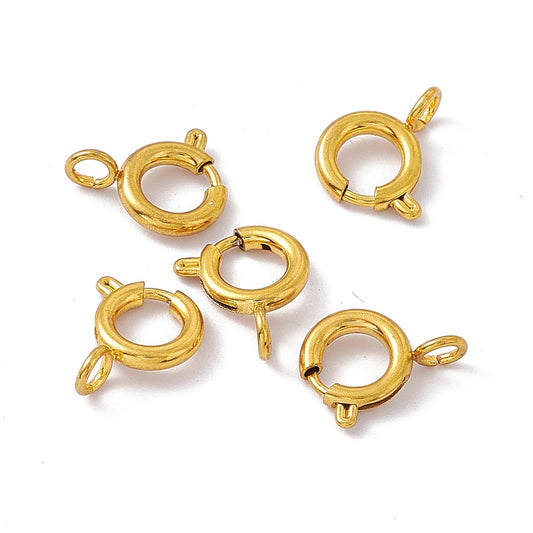 Spring Ring Clasps 201SS 18K Plated 10x2mm 5pc