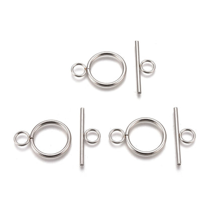 Ring and Bar Toggle Clasp Non Tarnish 5 Sets