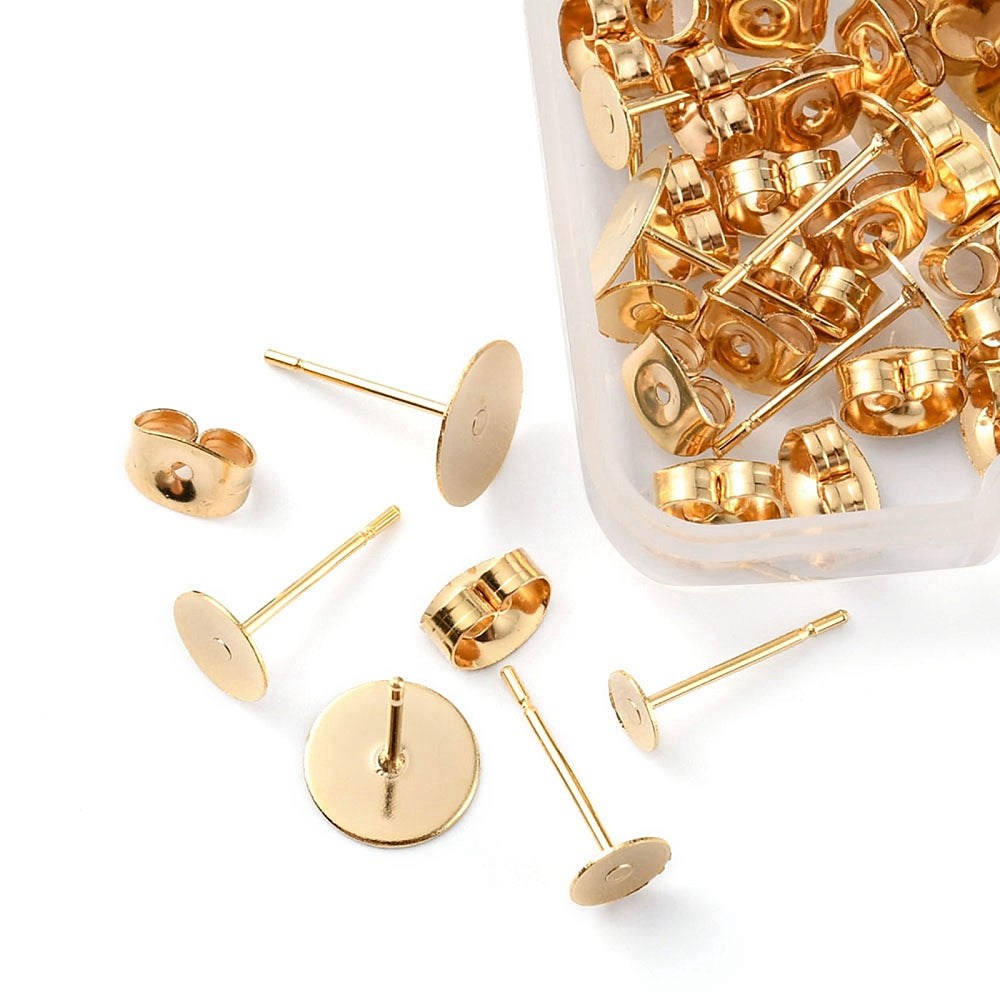 Earring Stud Findings 304SS Golden kit - Alberta Bead Store