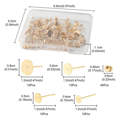 Earring Stud Findings 304SS Golden kit - Alberta Bead Store