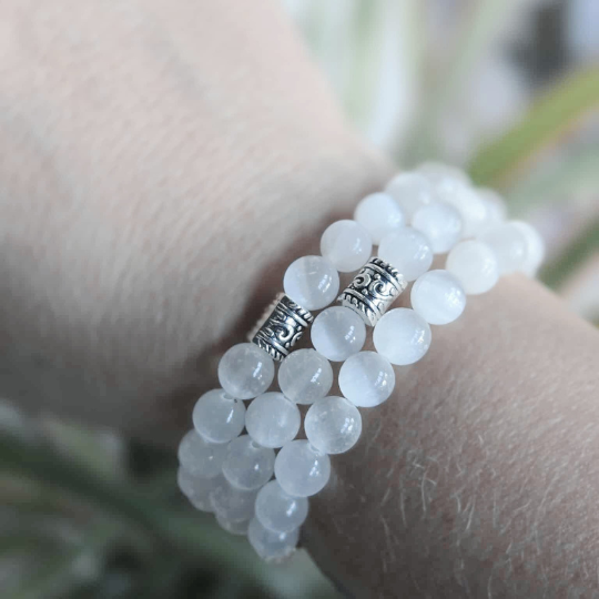 Selenite gemstone bracelet online Red Deer