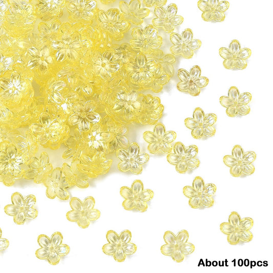 Acrylic Transparent Yellow Flower 12x12mm 15g
