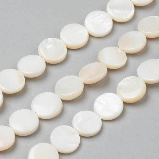 Shell Bead Flat Round 10mm 0.5MM Hole 5pc