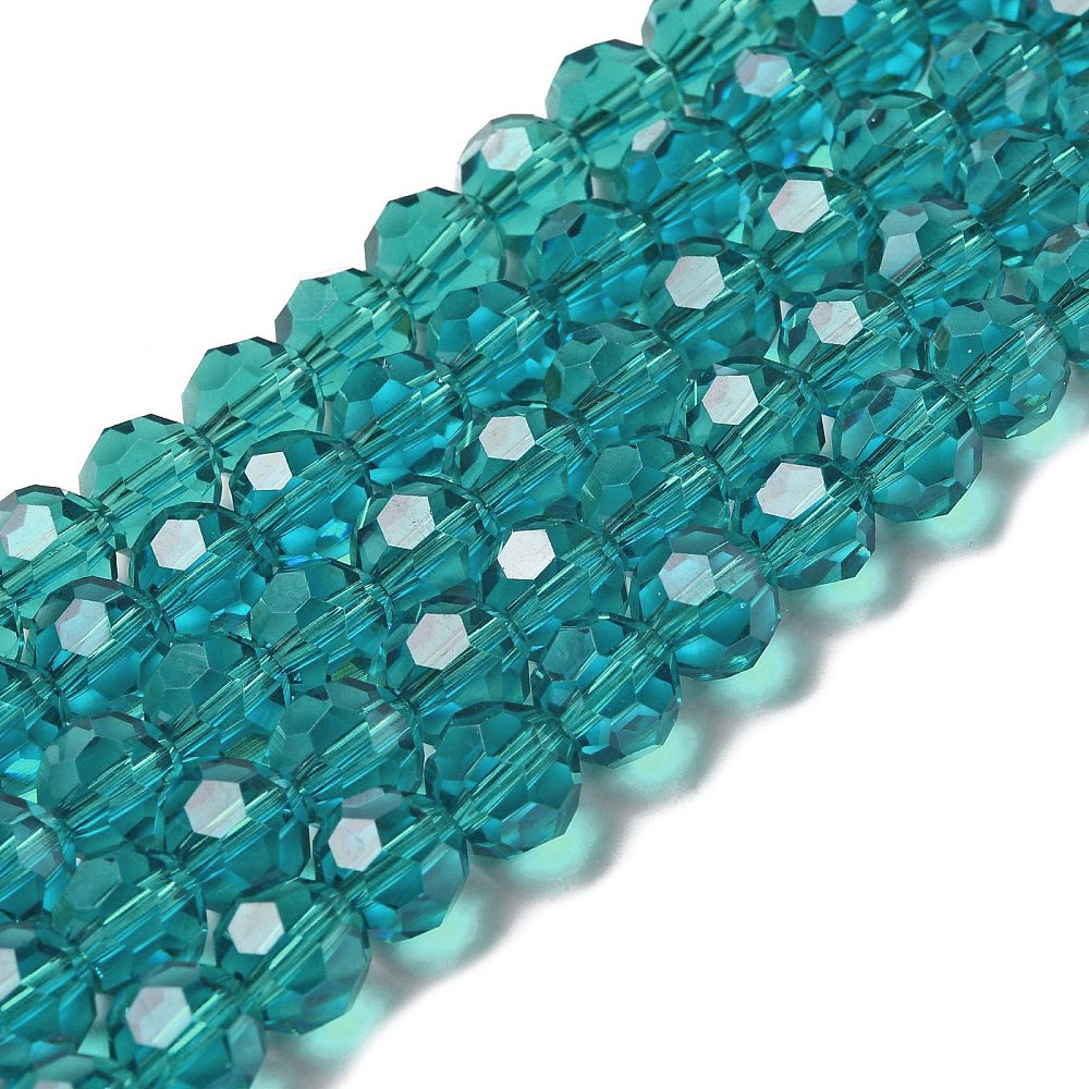 Glass Bead Faceted Round Dark Turquoise 8MM