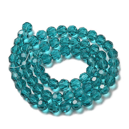 Glass Bead Faceted Round Dark Turquoise 8MM