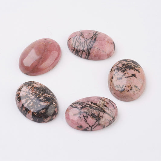 Cabochon Rhodonite Flat Back Oval 18x13mm - Alberta Bead Store