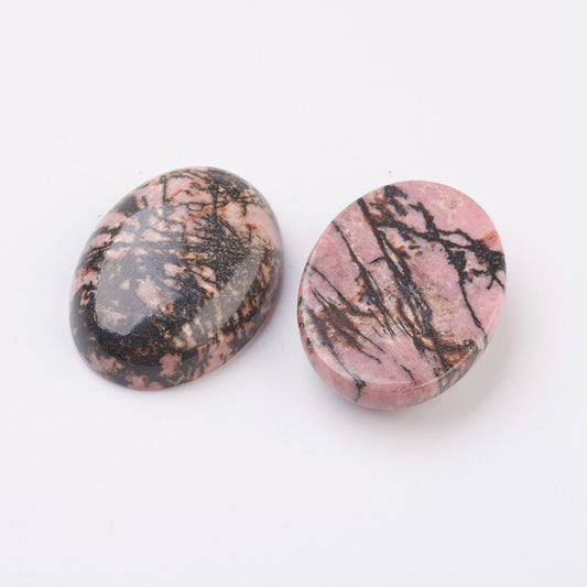 Cabochon Rhodonite Flat Back Oval 18x13mm - Alberta Bead Store