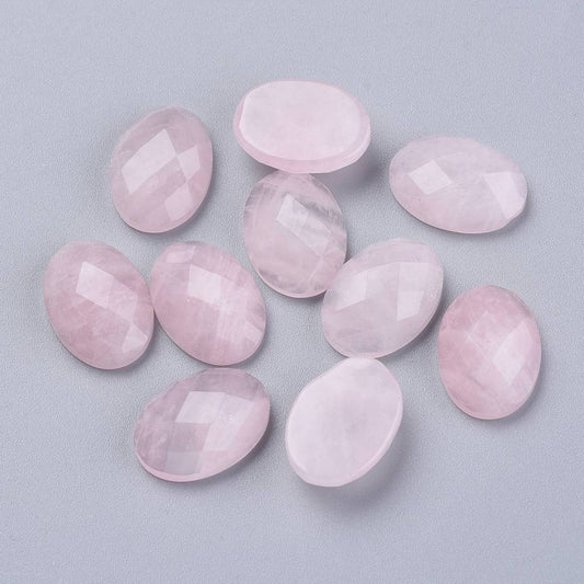 Rose Quartz Cabochon Faceted Oval 18x13mm - Alberta Bead Store