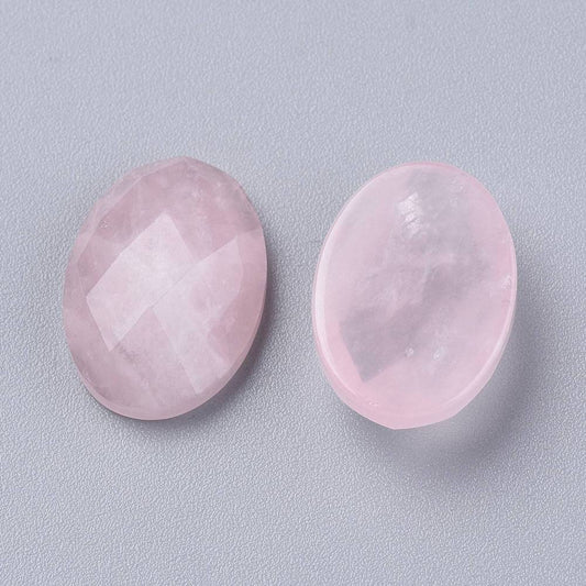 Rose Quartz Cabochon Faceted Oval 18x13mm - Alberta Bead Store