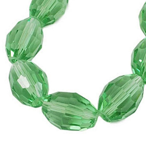 Glass Bead Transparent Lawn Green Faceted Oval 6mm - Alberta Bead Store