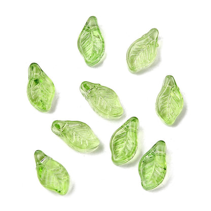 Glass Yellow/Green Leaf 12x6x5 50pc