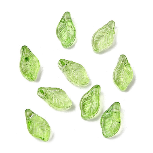 Glass Yellow/Green Leaf 12x6x5 50pc