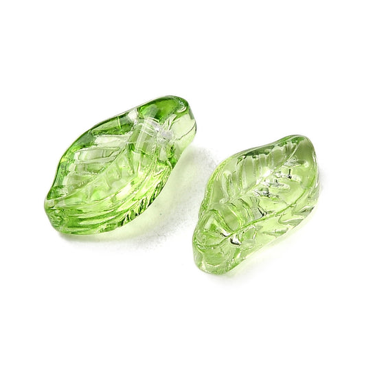 Glass Yellow/Green Leaf 12x6x5 50pc
