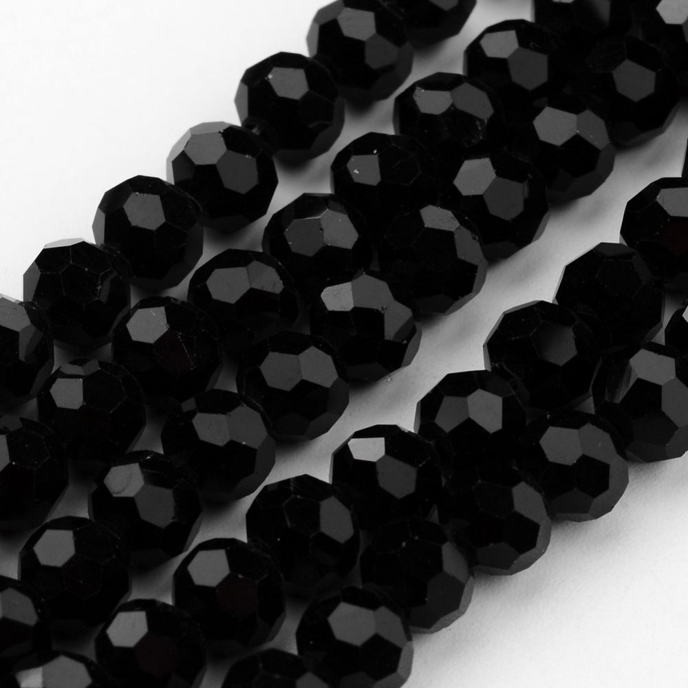 Glass Bead Black Faceted Round 6mm