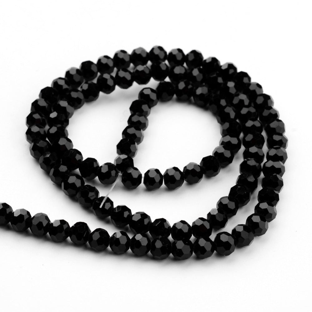 Glass Bead Black Faceted Round 6mm