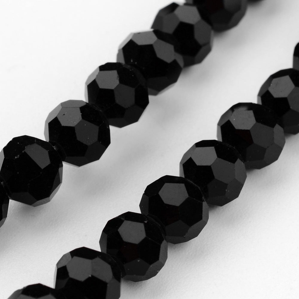 Glass Bead Black Faceted Round 6mm