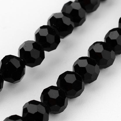 Glass Bead Black Faceted Round 6mm