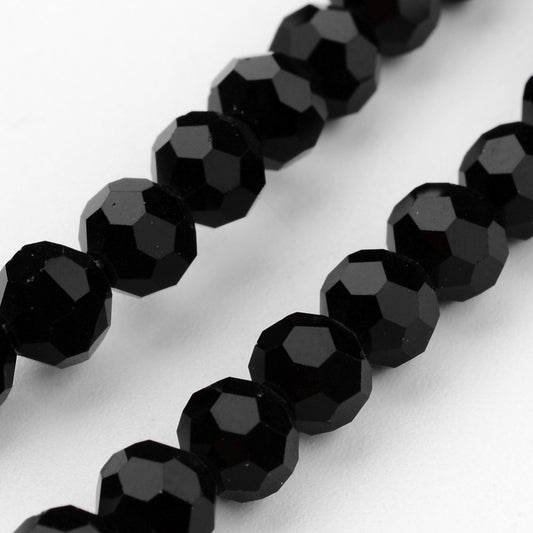 Perle en verre noire facettée ronde 6mm