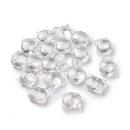 Glass Kitty Shape Bead Silver 5pc