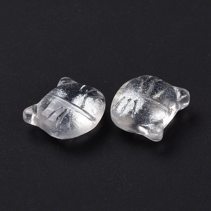 Glass Kitty Shape Bead Silver 5pc
