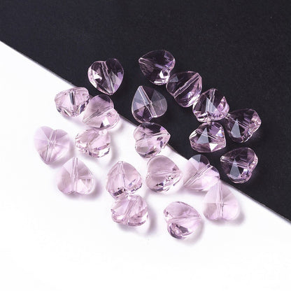 Glass Charm Heart Pink 10x10x7mm 10pcs