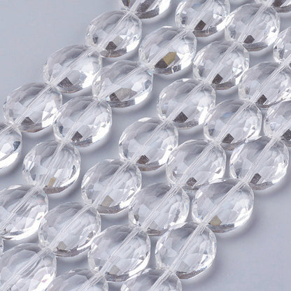 Glass Bead Faceted Oval Clear 20mm - Alberta Bead Store
