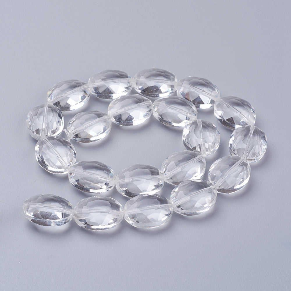 Glass Bead Faceted Oval Clear 20mm - Alberta Bead Store