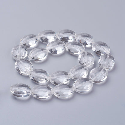 Glass Bead Faceted Oval Clear 20mm - Alberta Bead Store
